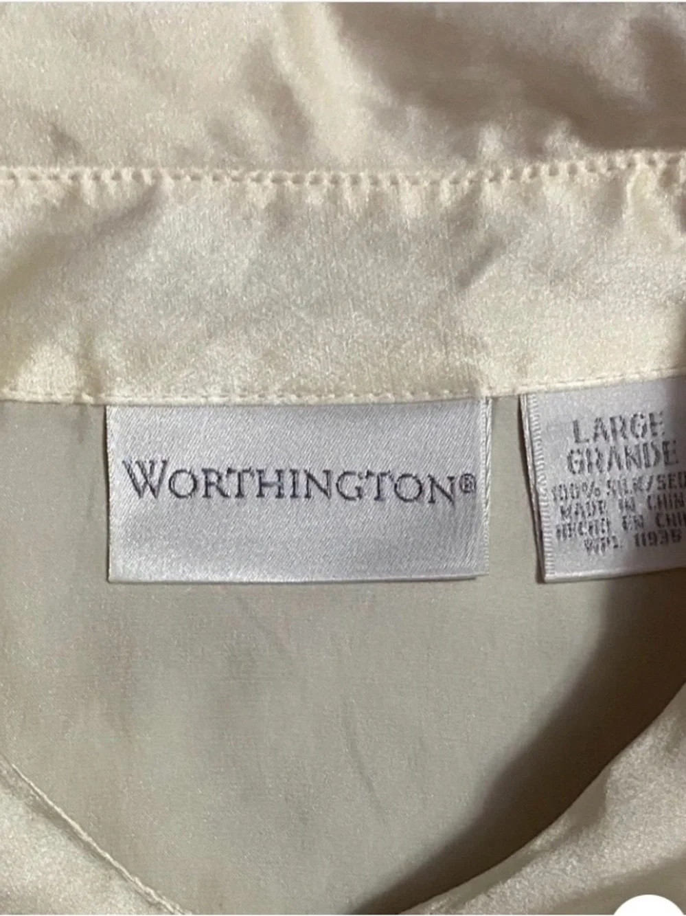 Worthington women’s size large 100% silk, long sleeve dress blouse - Picture 2 of 16